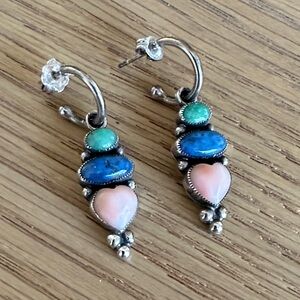 Vintage Don Lucas Sterling Multi-Stone Dangle Earrings